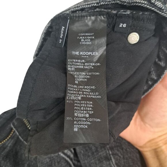 The Kooples Lizy Black Stonewash Ankle Jeans Sequin Hearts Pocket Size 26 - Picture 5 of 9